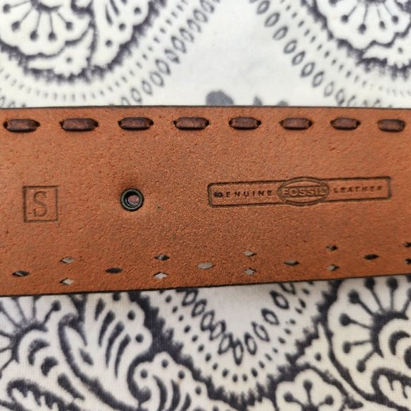 Fossil Leather Belt Embossed Studded Braided Country CowGirl Size Small - Picture 6 of 10